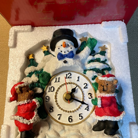 Christmas Snowman Clock with Bears - Battery Operated By Things Remembered - Picture 1 of 5